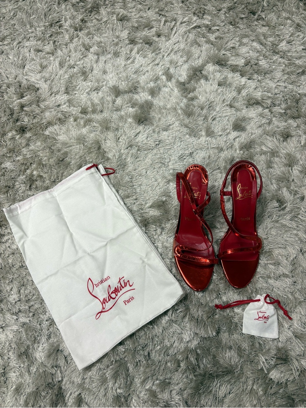 Vintage Christian Louboutin Women’s Red Strappy High-Heel Sandals sz41